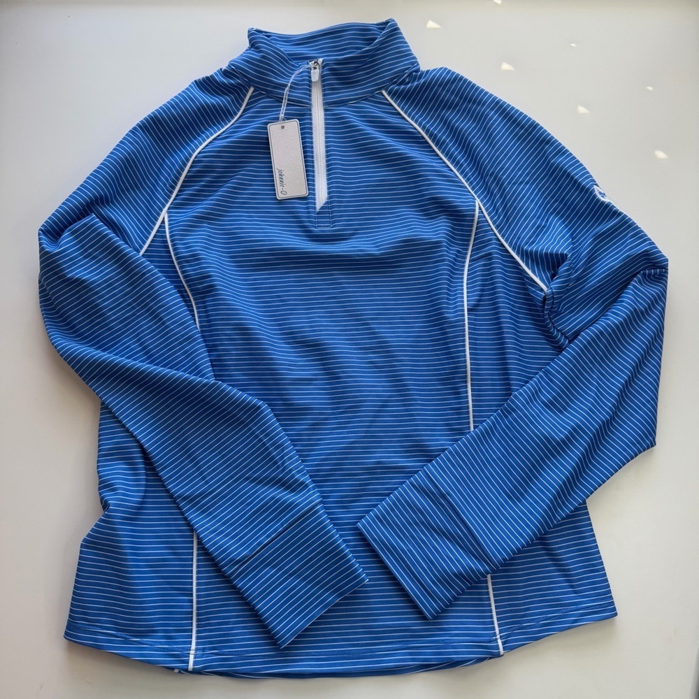 johnnie-O Blue Striped Short Sleeve Top